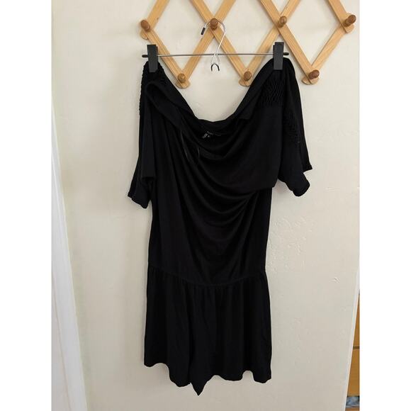 Tart Romper Women's Small Black Shoulder Cut Outs Batwing Sleeves Off Shoulder - Picture 1 of 12